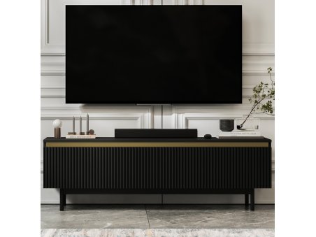 Szafka RTV SELENE Glamour Czarny Mat czarna rama 140 cm