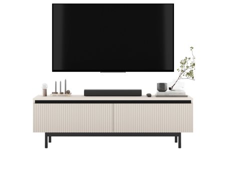 Szafka RTV SELENE Glamour Kaszmir Mat czarna rama 140 cm1