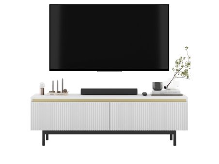 Szafka RTV SELENE Glamour Biały Mat czarna rama 140 cm1