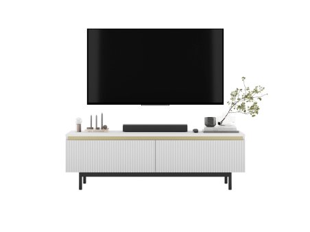 Szafka RTV SELENE Glamour Biały Mat czarna rama 140 cm2