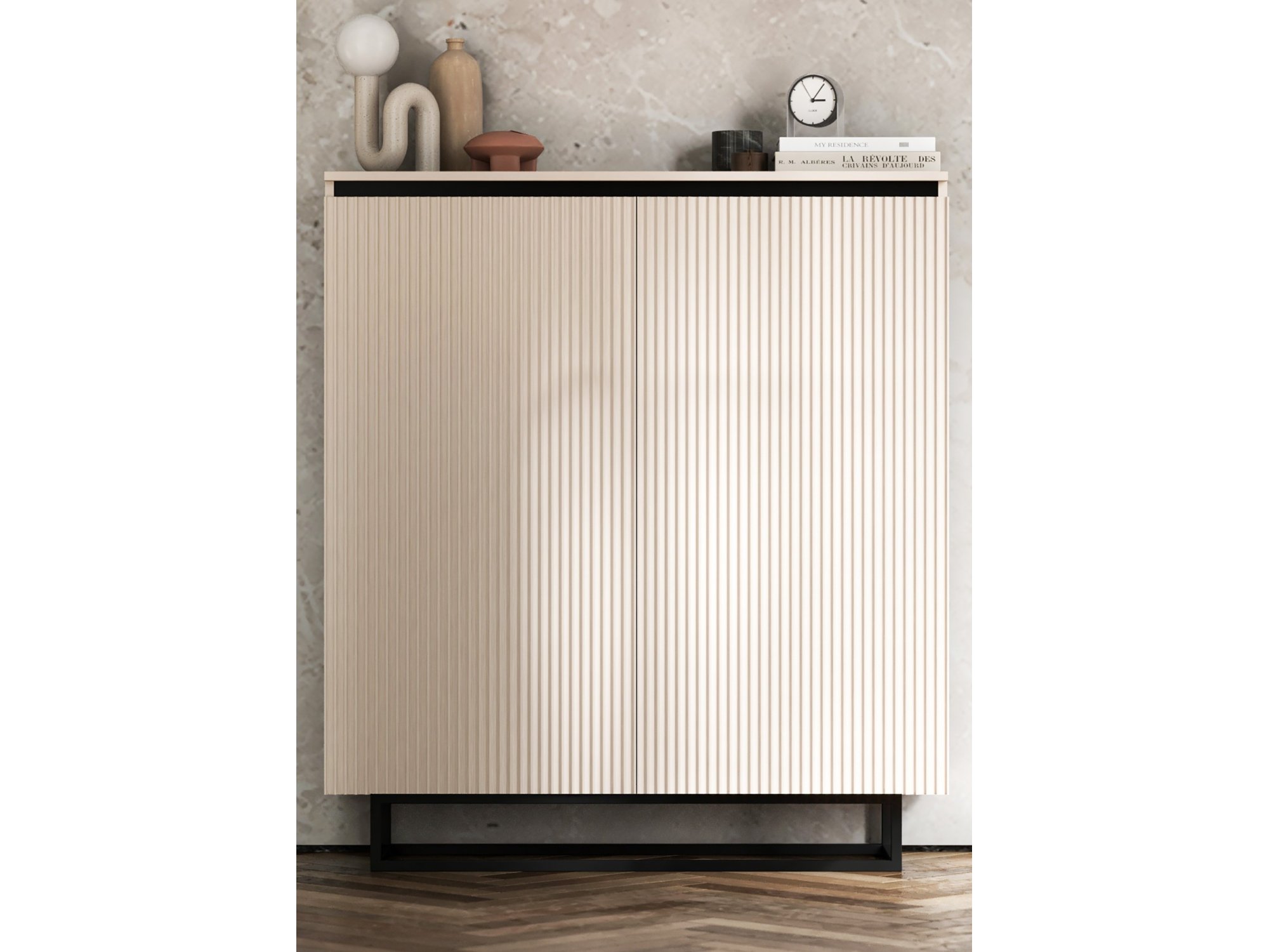 Komoda RTV SELENE Glamour Kaszmir Mat - ryflowane fronty