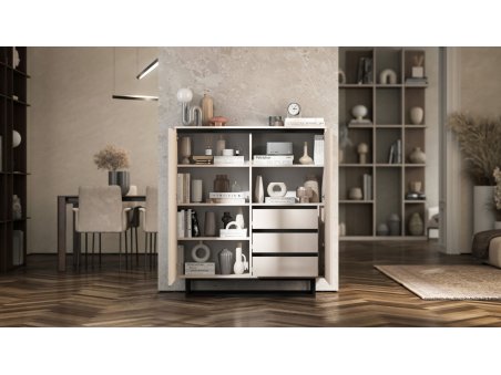 Komoda RTV SELENE Glamour Kaszmir Mat - ryflowane fronty