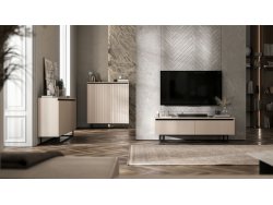 Komoda RTV SELENE Glamour Kaszmir Mat - ryflowane fronty