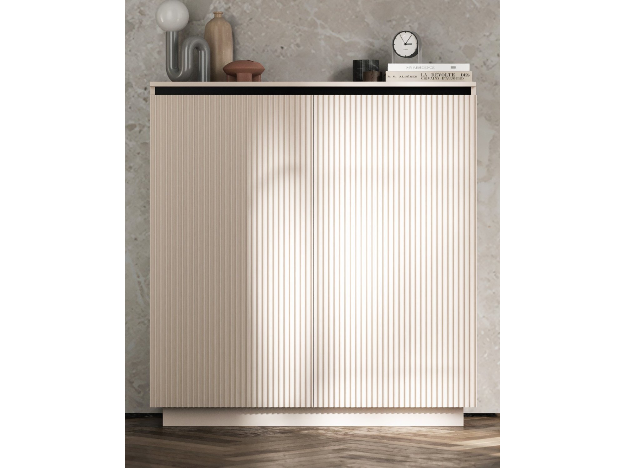 Komoda SELENE RTV Glamour dwudrzwiowa na cokole kaszmir mat