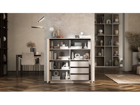 Komoda SELENE RTV Glamour dwudrzwiowa na cokole kaszmir mat