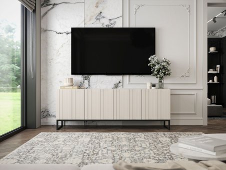 Komoda RTV Loft Szafka RTV Kaszmir MAT 150 cm Glamour Nowoczesna Rama Czarna