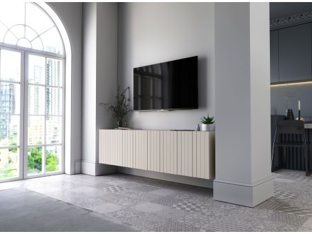 Szafka RTV Glamour ELPIS - 150 cm - kaszmir mat front 3D3