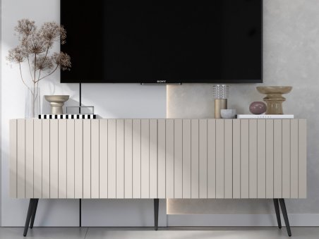 Glamour Szafka RTV Kaszmir Mat Nowoczesna Metalowe Nogi czarne 150 cm Industrialna3