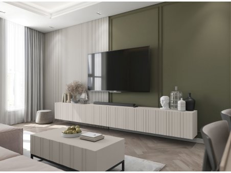 Szafka RTV Glamour ELPIS - 150 cm - kaszmir mat front 3D