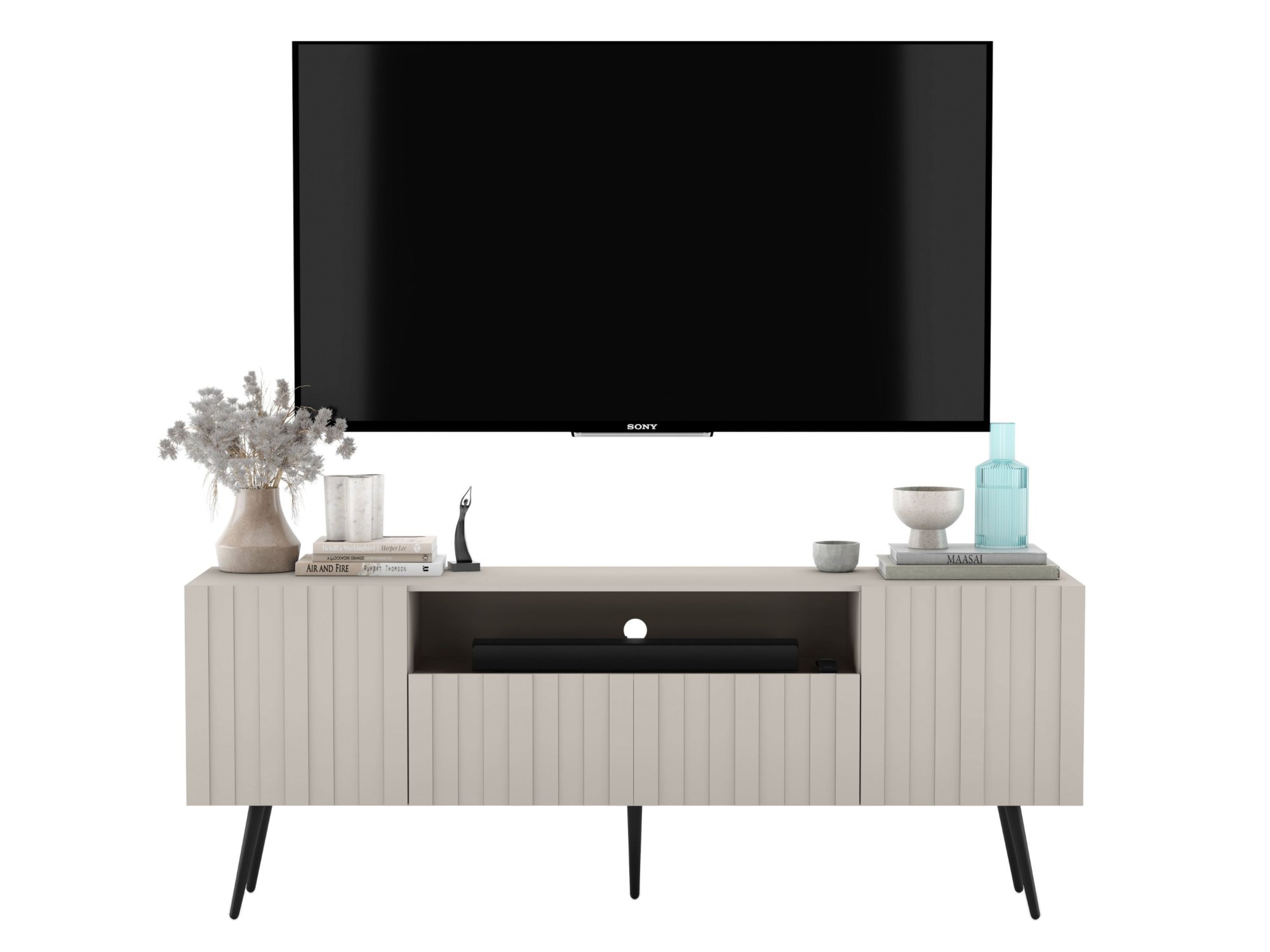 ELPIS 2 TV STAND CASHMERE WITH BLACK LEGS
