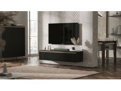 Wisząca szafka RTV Glamour SELENE Czarny Mat 140 cm