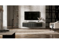 Wisząca szafka RTV Glamour SELENE Czarny Mat 140 cm