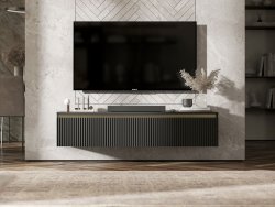 Wisząca szafka RTV Glamour SELENE Czarny Mat 140 cm