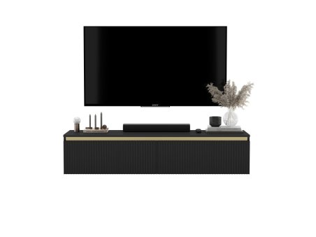 Wisząca szafka RTV Glamour SELENE Czarny Mat 140 cm