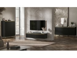 Wisząca szafka RTV Glamour SELENE Czarny Mat 140 cm