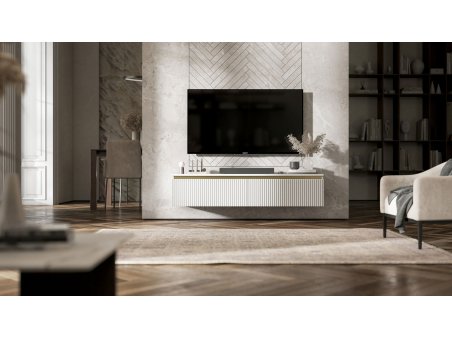 Wisząca szafka RTV Glamour SELENE Biały Mat 140 cm2