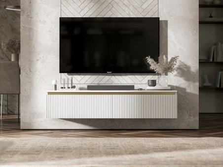 Wisząca szafka RTV Glamour SELENE Biały Mat 140 cm1