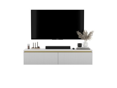 Wisząca szafka RTV Glamour SELENE Biały Mat 140 cm