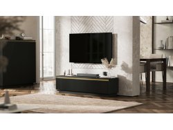 Stojąca Szafka RTV Glamour SELENE Czarny Mat 140 cm na Cokole, Dobra Cena, Sklep Online | Meble Lindner