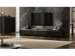 Wisząca szafka RTV Glamour SELENE Czarny Mat 280 cm