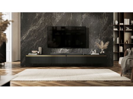 Wisząca szafka RTV Glamour SELENE Czarny Mat 280 cm2