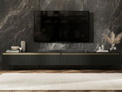 Wisząca szafka RTV Glamour SELENE Czarny Mat 280 cm