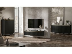 Wisząca szafka RTV Glamour SELENE Czarny Mat 280 cm