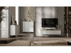 Wisząca szafka RTV Glamour SELENE Biały Mat 280 cm