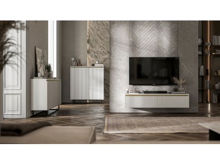 Wisząca szafka RTV Glamour SELENE Biały Mat 280 cm