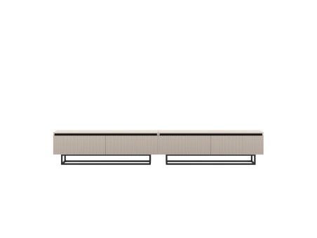 Stojąca szafka RTV Glamour SELENE Kaszmir Mat 280 cm na czarnej ramie