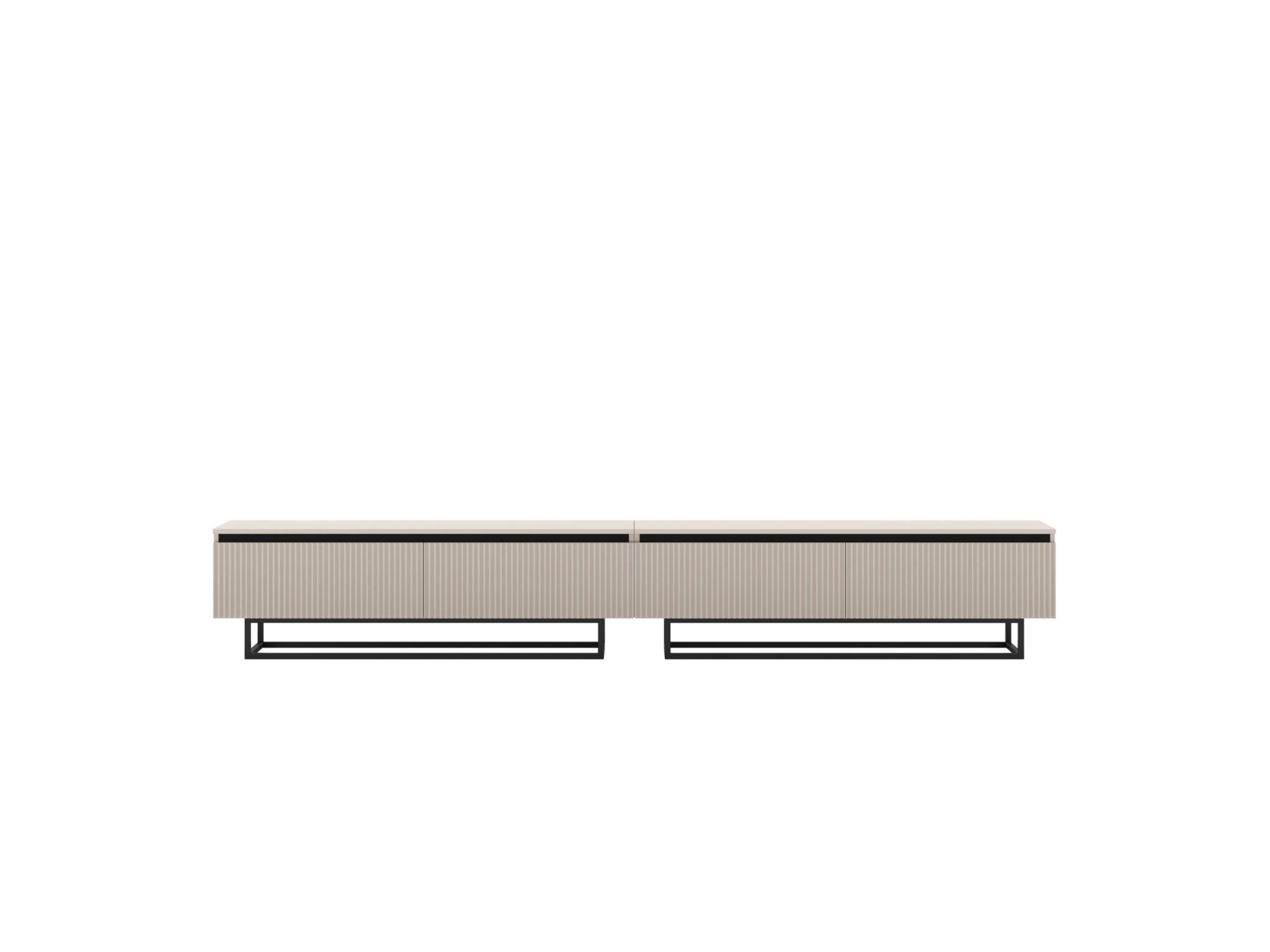 Stojąca szafka RTV Glamour SELENE Kaszmir Mat 280 cm na czarnej ramie