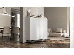 Stojąca komoda Glamour SELENE Biały Mat 111 cm na czarnej ramie