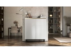 Stojąca komoda Glamour SELENE Biały Mat 111 cm na czarnej ramie
