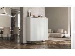 Stojąca komoda Glamour SELENE Biały Mat 111 cm na złotej ramie
