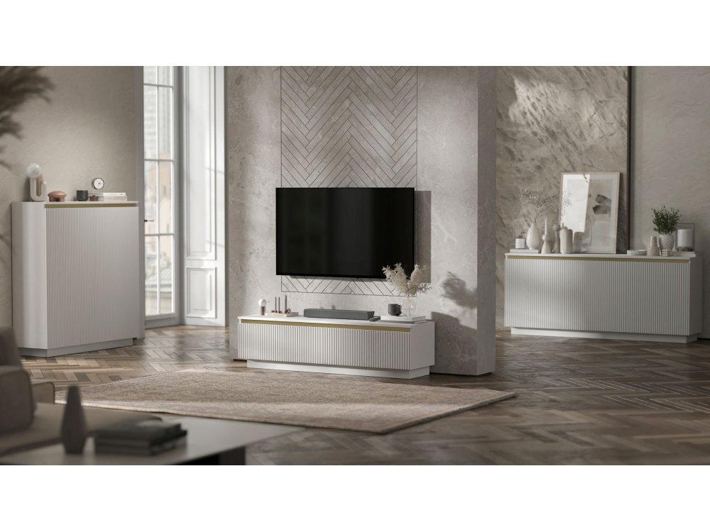 Komoda Glamour Biał Mat 111 cm Selene, na Cokole, Dobra Cena, Sklep Online | Meble Lindner