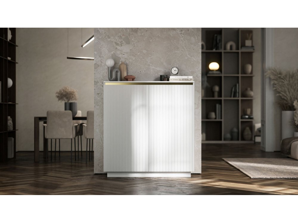 Komoda Glamour Biał Mat 111 cm Selene, na Cokole, Dobra Cena, Sklep Online | Meble Lindner