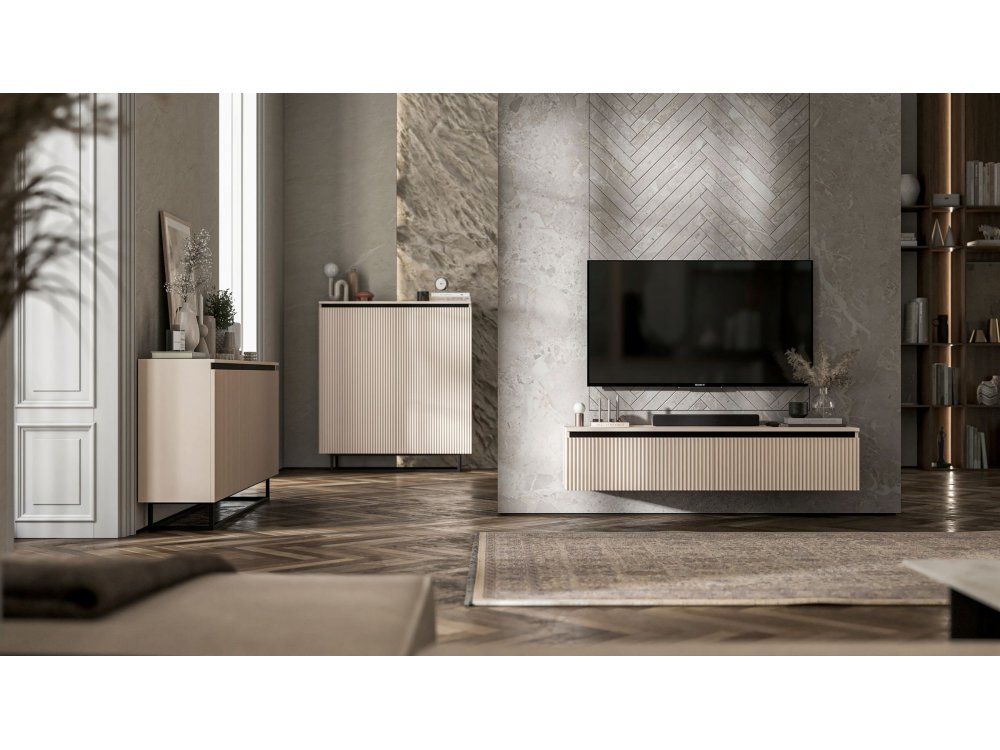 Komoda Glamour Kaszmir Mat 167 cm Selene, na Czarnej Ramie, Dobra Cena, Sklep Online | Meble Lindner