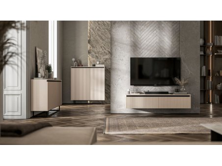 Komoda Glamour Kaszmir Mat 167 cm Selene, na Czarnej Ramie, Dobra Cena, Sklep Online | Meble Lindner