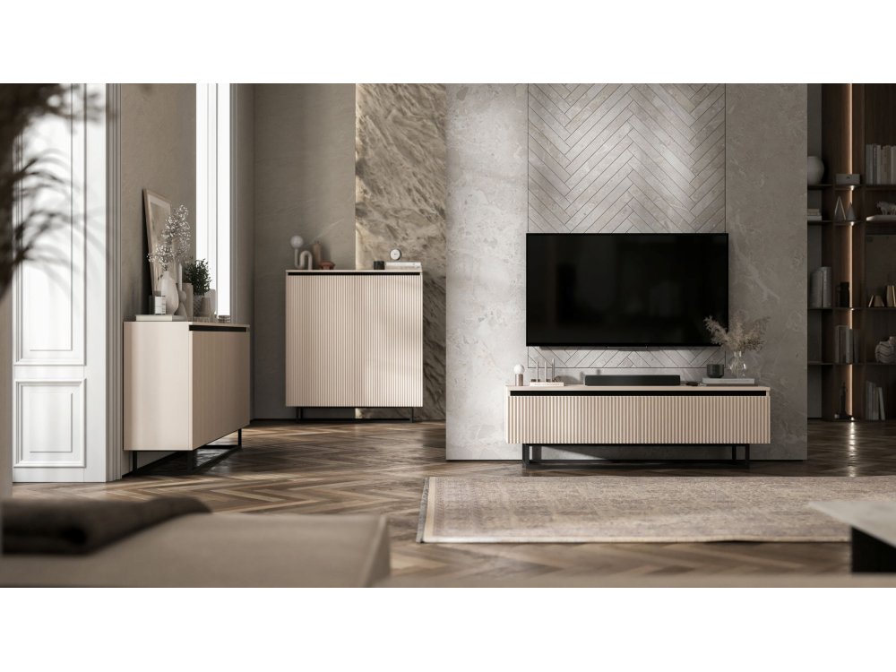 Komoda Glamour Kaszmir Mat 167 cm Selene, na Czarnej Ramie, Dobra Cena, Sklep Online | Meble Lindner