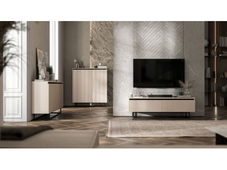 Komoda Glamour Kaszmir Mat 167 cm Selene, na Czarnej Ramie, Dobra Cena, Sklep Online | Meble Lindner