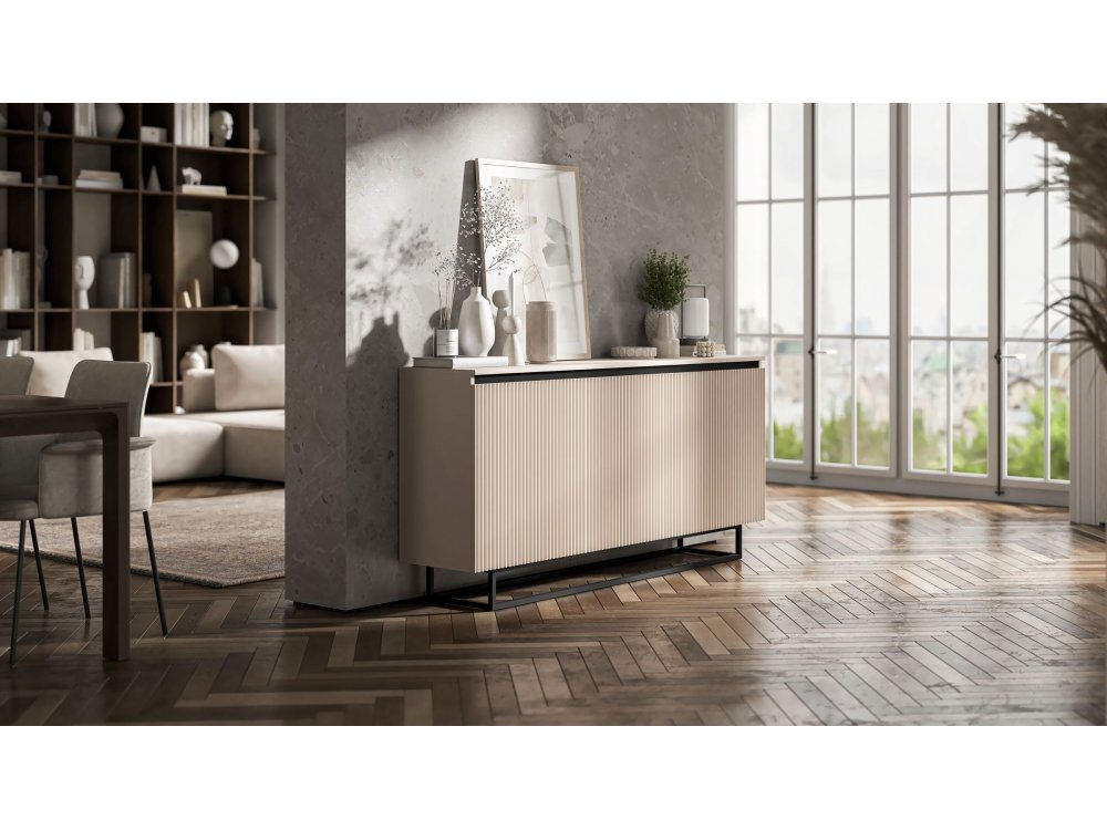 Komoda Glamour Kaszmir Mat 167 cm Selene, na Czarnej Ramie, Dobra Cena, Sklep Online | Meble Lindner