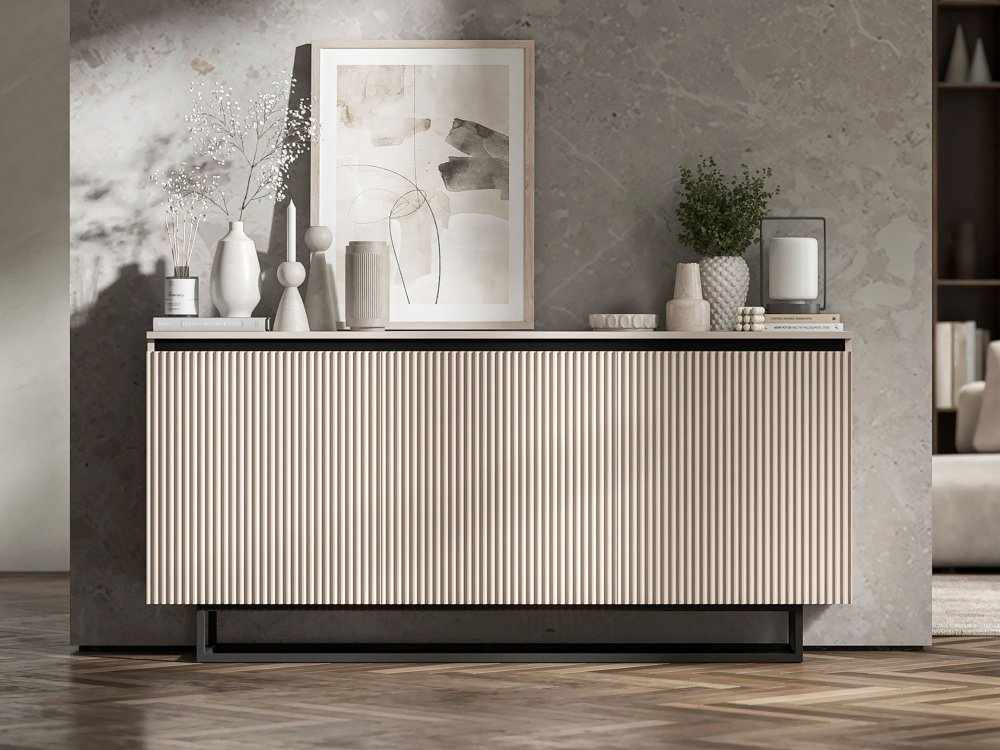 Komoda Glamour Kaszmir Mat 167 cm Selene, na Czarnej Ramie, Dobra Cena, Sklep Online | Meble Lindner