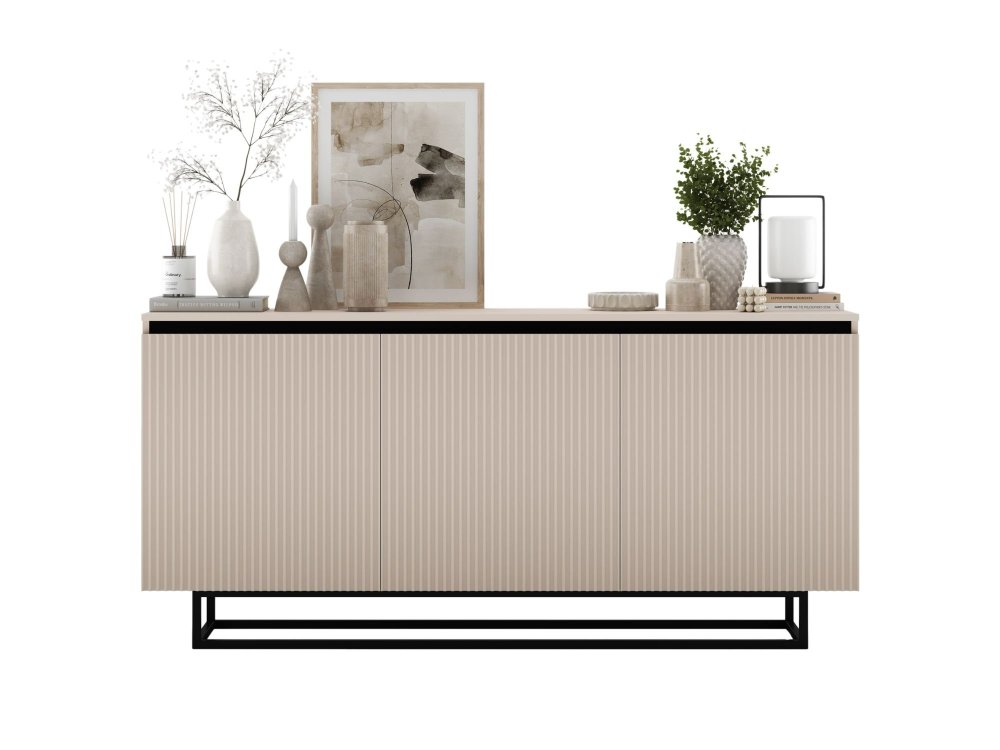 Komoda Glamour Kaszmir Mat 167 cm Selene, na Czarnej Ramie, Dobra Cena, Sklep Online | Meble Lindner