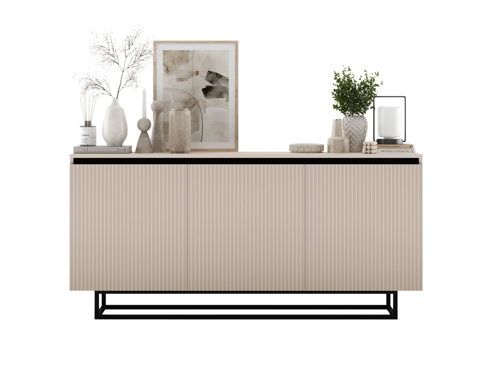 Komoda Glamour Kaszmir Mat 167 cm Selene, na Czarnej Ramie, Dobra Cena, Sklep Online | Meble Lindner