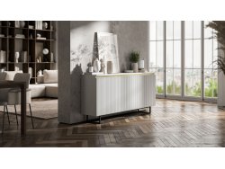 Komoda Glamour Biały Mat 167 cm Selene, na Czarnej Ramie, Dobra Cena, Sklep Online | Meble Lindner