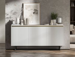 Komoda Glamour Biały Mat 167 cm Selene, na Czarnej Ramie, Dobra Cena, Sklep Online | Meble Lindner