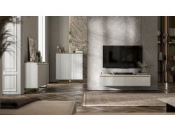 Komoda Glamour Biały Mat 167 cm Selene, na Złotej Ramie, Dobra Cena, Sklep Online | Meble Lindner