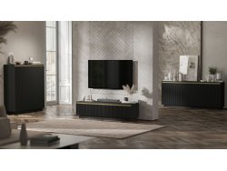 Komoda Glamour Czarny Mat 167 cm Selene, na Cokole, Dobra Cena, Sklep Online | Meble Lindner