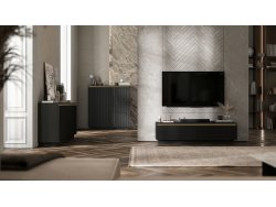 Komoda Glamour Czarny Mat 167 cm Selene, na Cokole, Dobra Cena, Sklep Online | Meble Lindner