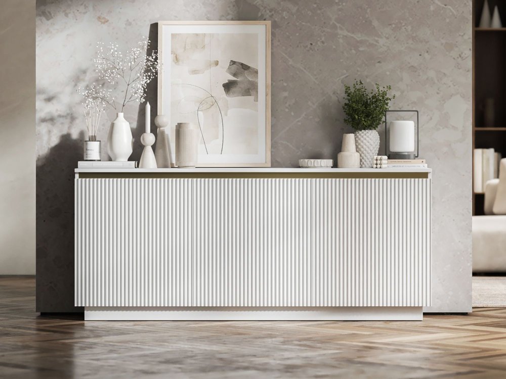 Komoda Glamour Biały Mat 167 cm Selene, na Cokole, Dobra Cena, Sklep Online | Meble Lindner